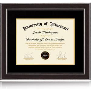 15x18 Diploma Frames 11x14 with Black Mat - Walnut Wood Finish | Shatter-Resistant Glass | for Wall Mounting | Gift for Graduations & Professional Certificate (1 Pack)