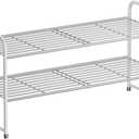 SUFAUY 2-Tier 33" Wide Shoe Rack, Closet Metal Shoe Rack Organizer Heavy Duty, Stackable, Gray (Grey)