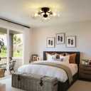 Black Globe Semi Flush Mount Ceiling Light Hammered Glass Ceiling Lights, Hammered Clear Glass
