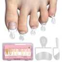 NOVO OVO White French Tip Half Cover Toe Nail Tips, Clear Soft Gel with Auxiliary Line for Fake False Toenail Extension, Sharp Square Medium Wide for Men Women Acrylic pedicure x15 Sizes 240 Pcs