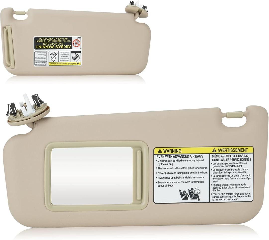 Left Driver Side Sun Visor Fit for Toyota RAV4 (Roof with Light) 2006 2007 2008 2009 2010 2011 2012 2013, Replace for 74320-42501-B2 Beige