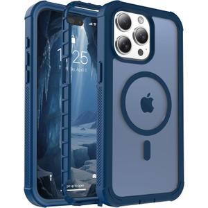 for iPhone 15 Pro Max case, [Compatible with MagSafe][Military Grade Drop Protection][Heavy Duty Protection][Non-Slip][Shockproof] 2-Layer Durable Bumper Phone Case 6.7''-Deep Blue
