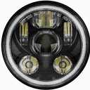 SUNPIE Halo 5-3/4 5.75 Inch Head light Motorcycle Compatible with Sportster XL883 XL1200 (Black)