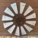 Nightclawing Rustic Metal Windmill Wall Decor, 36 x 36 inches, Farmhouse Style (Silver)