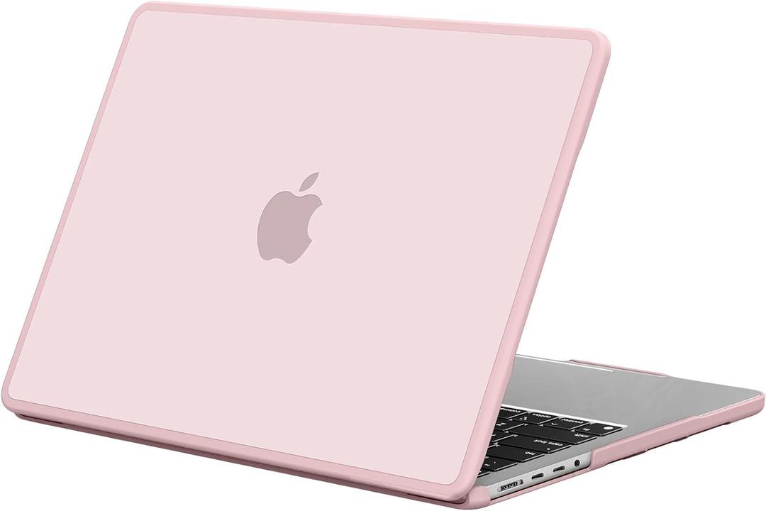 BlueSwan Anti-Cracking Hard Shell Case Compatible with MacBook Pro 14-inch M5 2026 2025-2021 Release M4 M3 M2 M1 Pro/Max Chip, Anti-Fingerprint Soft TPU Bumper, Frosted Pink