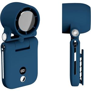 onovatpol Mini Portable Handheld Clip On Rechargeable Personal Hand Fan with LED Display, High Speed Turbo Battery Operated 100 Speeds Small Fan for Travel/Outdoor/Concerts/Lash/Makeup (update blue)