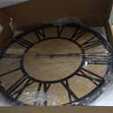 Large Wall Clock for Living Room Decor, Non Ticking Silent, Battery Operated Modern Vintage Wood Wall Clock Oversized Decorative Wall Clock for Bedroom Kitchen Farmhouse Office Decor (16inch, Antique Bronze Metal - Roman Numerals)