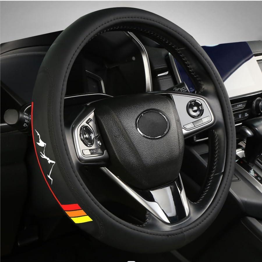 Premium Leather Steering Wheel Cover Compatible with Toyota Rav4 Camry Corolla,Non-Slip, Breathable 14.5-15inch