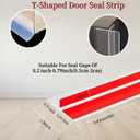 T Shape Door Seal Strip for Door & Windows GapsDraft Stopper Bottom Sweep Weather Stripping for Energy Saving, Noise Reduction,Easy Install (Transparent, 1.38" W x 19.7Ft)
