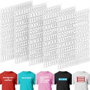 5 Sheets 830 Pieces Iron on Letters and Numbers for Clothing, 1 Inch Iron on Vinyl Letters with A-Z Heat Transfer Letters 0-9 Iron on Numbers PU Alphabet Stickers for T-Shirt Printing DIY Craft, White