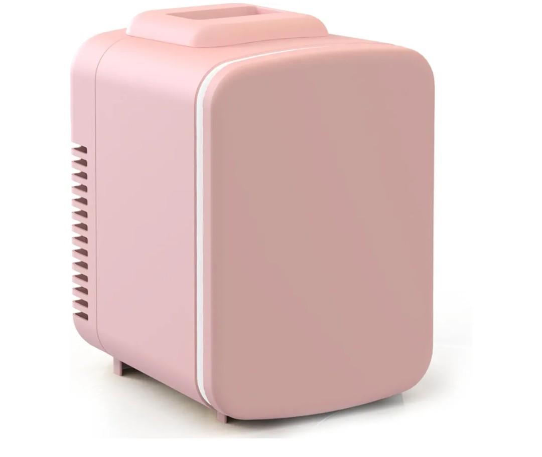 Simple Deluxe 4L/6 Can Mini Fridge, Portable Cooler & Warmer Freon-Free Refrigerator, Provide Compact Storage for Skincare, Beverage, Cosmetics, Bedroom, Office, Pink