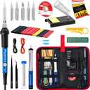 Soldering Iron Kit, 60W Soldering Iron, 5 Soldering Iron Tips, 21-in-1 Adjustable Temperature, Solder Wire, Stand, Desoldering Pump, Soldering Welding Iron Kit for Electronics Hobby DIY 110V US Plug (Black and Red)