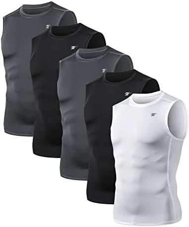 TELALEO 5 Pack Men's Athletic Compression Shirts Sleeveless Workout Tank Top Sports Base Layer Running Basketball XXL