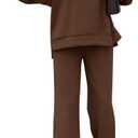 KIRUNDO Spring Fall Sweatsuits Women 2 Piece Outfit Lounge Sets 2026 Matching Airport Travel Sweatshirt Sweatpants Tracksuit (Medium, Brown)