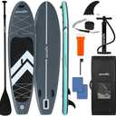 SereneLife 10’6" Inflatable Stand Up Paddle Board with Premium SUP Accessories - Wide Stable Design with Non-Slip EVA Deck Pad, for Youth and Adults, 350 lbs. Capacity