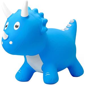 PlayZap Dinosaur Bouncy Horse Hopper, Bouncy Animals Hopper for Toddlers, Inflatable Jumping Ride on Dinosaur Triceratops Hopper, Kids Hopping Toys for 18M 2 3 Years Old Kids Boys Girls Gifts