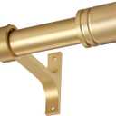 Curtain Rods for Windows 28 to 150 Inches, Vimayta 1 Inch Adjustable Heavy Duty Drapery Rod with Aluminum Alloy Finial and Brackets for Living Room, Bedroom, Kitchen, Patio, Sliding Door, Brushed Gold (28"-150")