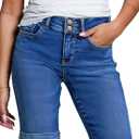 Sidefeel Women's Jean Shorts High Waisted Stretchy Bermuda Folded Hem Denim Summer Shorts (Blue, Size 12)