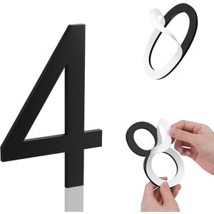 8 Inch House Numbers, Self-adhesive House Number Acrylic Modern House Numbers for Outside Black Mailbox Numbers Address Home Number for House Apartments Office Hotel Room Easy to Install (4)