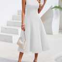Simplee Women's Summer Sleeveless Cocktail Midi Dress 2026 Elegant Classy Crewneck A Line Flowy Party Tank Formal Dresses (White, L)