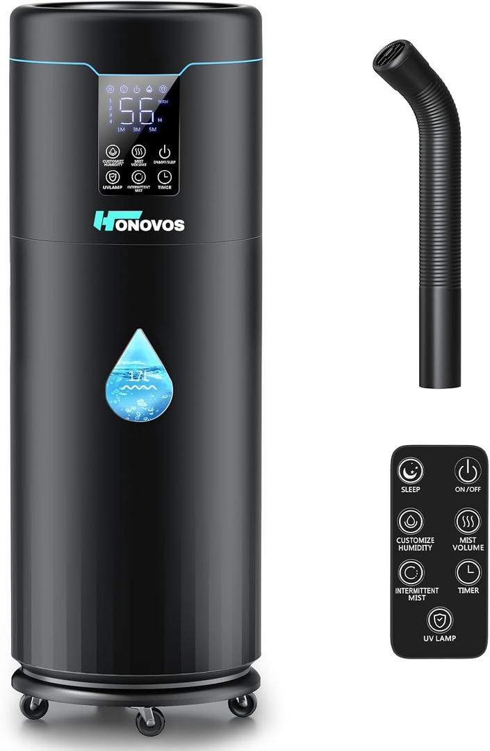 Humidifiers for Large Room Home Bedroom 2000 sq.ft. 17L/4.5Gal Large Humidifier with Extension Tube & 4 Speed Mist,Top Fill Wholehouse Humidifier with 360°Nozzle for Plant Commercial Greenhouse(Black)
