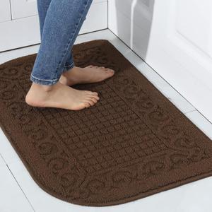 COSY HOMEER 32X20 Inch Anti Fatigue Kitchen Rug Mats are Made of 100% Polypropylene Half Round Rug Cushion Specialized in Anti Slippery and Machine Washable (32x20in Brown 1pc)