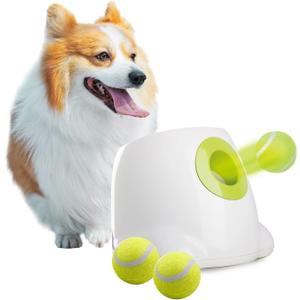 ALL FOR PAWS Automatic Dog Ball Launcher, Interactive Fetch Toy for Small to Medium Dogs, Pet Thrower Machine for Indoor & Outdoor Play, 3 Pcs 2-Inch Balls Included