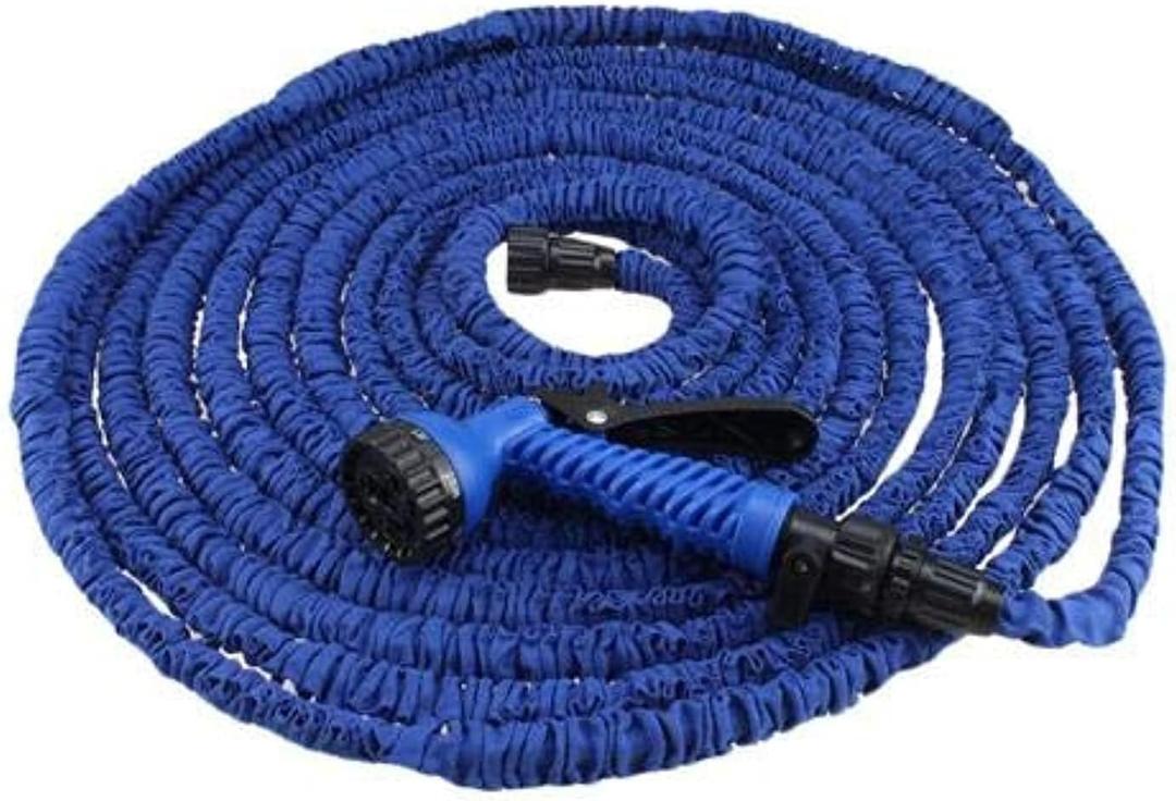 Other 75 ft. Expandable Hose - Blue, Silicone, 5 Bar Pressure, 3x Fold, No Twist, Compact, DIN Connector, Multi-Purpose, Includes Hose & Nozzle