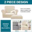 Turquoize 2 Piece Chair Covers for Living Room Armchair Cover Armchair Slipcovers with Arms Feature Thick Jacquard Fabric (Chair,Biscotti Beige)