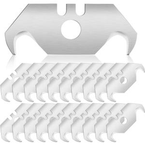 Mudder Utility Hook Blades Steel Hook Razor Knife Blades for Roofing and Carpet with Plastic Box,(90 Pieces)