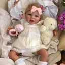 Angelbaby Reborn Realistic Baby Girl Dolls 22 inch Perfectly Cute Soft Silicone Newborn Dolls Open Mouth Real Life Sweet Toddler Doll Soft Cloth Body Reborn Child Doll Toys, 16 inches x 6 inches x 3 inches