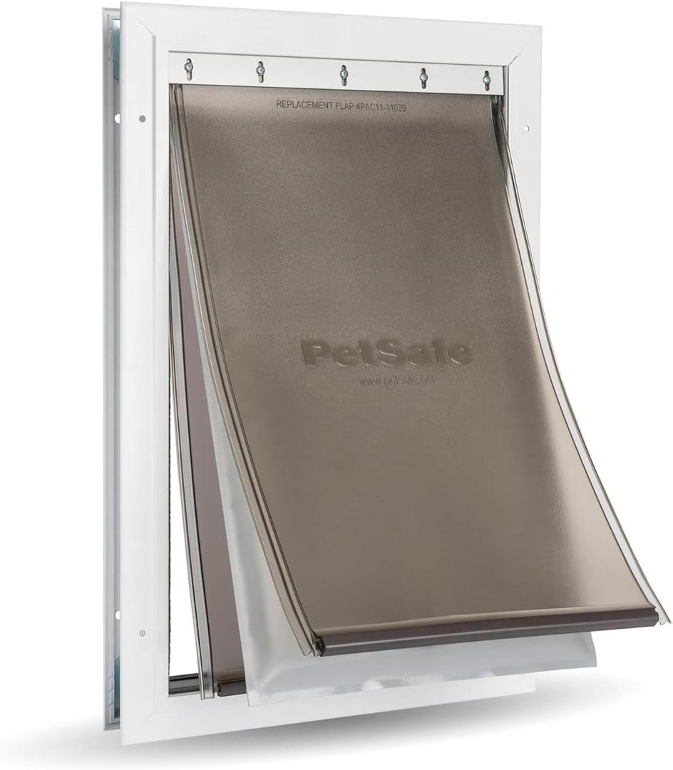 PetSafe Extreme Weather Aluminum Dog Door for Exterior Doors - Energy Efficient - 3 Flaps for Insulation - for Large Dogs