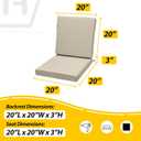 AAAAAcessories Outdoor Seat Cushions for Chairs, One-Piece Design, Fade-Resistant, Waterproof Patio Furniture Replacement Cushions, 20" x 20" x 3" + 20" x 20" x 3", Beige