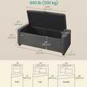 SONGMICS Storage Ottoman, Storage Chest Bench with Legs, End of Bed Bench with Safety Hinges, Pull Tab, for Living Room, Bedroom, 19.7 x 47.6 x 16.5 Inches, Linen-Look Fabric, Slate Gray ULOM511GN01