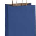 BagDream Kraft Paper Bags 100Pcs 5.25x3x8 Inches Small Paper Gift Bags with Handles Wedding Party Favor Bags Shopping Retail Merchandise Bags Navy Blue Gift Bags Paper Sacks Bulk