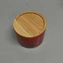 Sweejar Kitchen Canisters Ceramic Food Storage Jar, Stackable Containers with Airtight Seal Wooden Lid for Serving Ground Coffee, Tea, Sugar, Spice and More - 5 Fl Oz (Gradient Red)