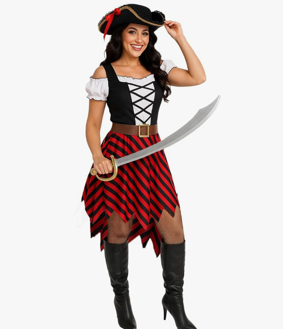 Morph Pirate Costume Women, Womens Pirate Costume, Pirates Dress, Halloween Costumes for Women, Womens Halloween Costumes, M