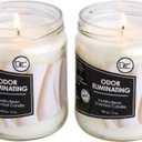 Vanilla Two Pack Odor Eliminating Highly Fragranced Candle - Eliminates 95% of Pet, Smoke, Food, and Other Smells Quickly - Up to 80 Hour Burn time - 12 Ounce Premium Soy Blend, 3.5 inches x 4 inches