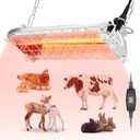 Kfonla Large Chicken Coop Heater Lamp, 400W Carbon Fiber Chicks Brooder Heater Plates, Brooder Heating Lamp for Chicks Coop, Adjust 2 Mode Temp Hanging Height, Suitable for Poultry Indoor (14x5.5In)