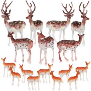 Soaoo 60 Pcs Mini Plastic Deer Figurines Small Deer Cake Toppers Decoration Miniature Forest Animals Reindeer Figures Christmas Woodland Creatures Mini Animal Woodland Cake Decoration Gifts Crafts
