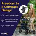 Drive Medical Compact Folding Rollator - Lightweight Foldable Walker for Seniors, 4-Wheeled Walker with Seat & Brakes, Space-Saving & Portable Travel Rollator with 8-Inch Wheels - Just 15.4 Pounds