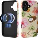 Case for iPhone 16 Plus [Compatible with MagSafe], Matte Soft Silicone + Hard PC Anti-Scratch Shockproof Protective 2-in-1 Case for Women Men - Summer Collage