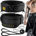 MANUEKLEAR 2-in-1 Weightlifting Belt & Dip Belt with 36.7 IN Rope, Double-Layer Weight Lifting Belts, Powerlifting Gym Weighted Belt for Pull Up Squat (Midnight Black)