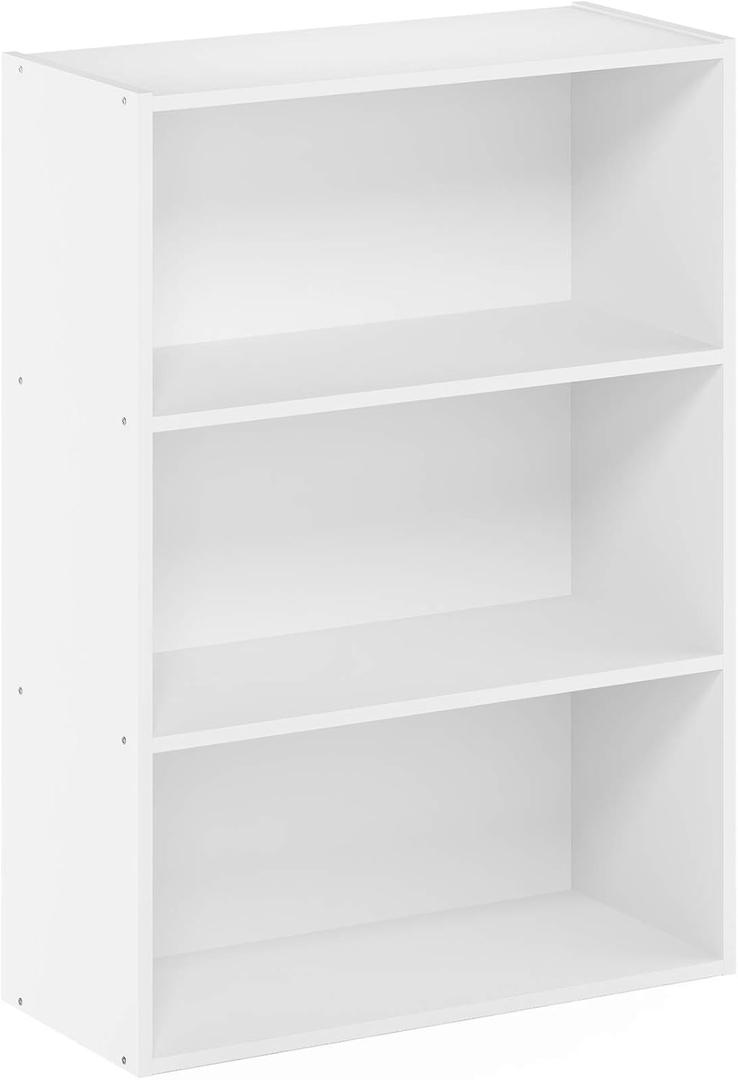Furinno Pasir 3-Tier Open Shelf Bookcase, Plain White
