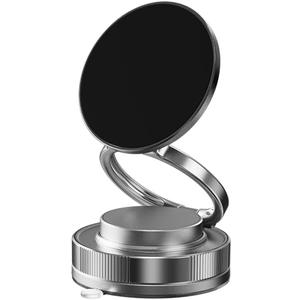360 Vacuum Magnetic Phone Holder, Magnetic Suction Phone Mount for MagSafe Case, Hands-Free Suction Cup Phone Holder for Gym/Mirror/Shower/Smooth Surface, Compatible with iPhone 16 15 Black