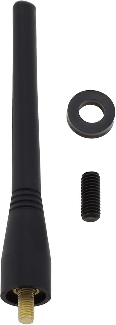 EMagTech 10.5CM Car Short Rod Antenna Rubber Aerial Mast Adapter Compatible with Smart Fortwo 451 450 with M5 M6 Screws and Washers Black