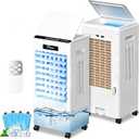 Portable Air Conditioners, 3-in-1 AC Cooling Fan, Evaporative Air Cooler3 modes 3-Speed with Remote Control & 4 Ice Boxes, with Large Tank 20H Cooling, for Home, Bedroom, Kitchen (White)