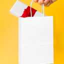 qiqee 50-Packs White Paper Gift Bags with Handles Bulk 4.5"x2.5"x6" Mini Size Party Favor Bags Multiple Uses