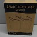 2 Pack 2.7 Gal Bathroom Trash Can with Lid, Automatic Trash Can Small Smart Garbage Can Touchless, Slim Motion Sensor Waterproof Plastic Trash Bins for Bedroom Office Kitchen Toilet (White)