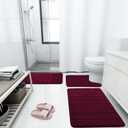 Buganda Memory Foam Bath Mat, 30" x 20", Ultra Soft and Non-Slip Bathroom Rugs, Water Absorbent and Machine Washable Bath Rug for Bathroom, Shower, and Tub, Burgundy